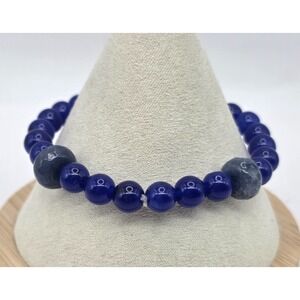 Blue Jade Gemstone Stretchy Bracelet Size 7 Round Beads 8 mm 95 Carats NWOT
